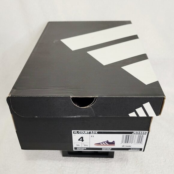 Adidas "VL COURT 3.0" Kids Sneakers- Aurora Plum/ZeroMetallic/Pink Gum- Size 4 - Picture 2 of 13